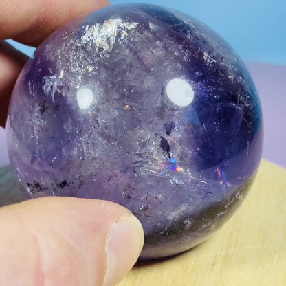 High Grade 'Trapiche' Phantom Amethyst Medium Sphere (Video)