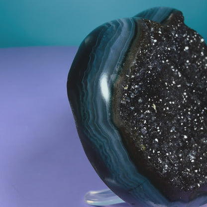 Berry Rainbow Amethyst Druzy Heart Carving with Agate (Video)