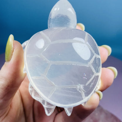 Girasol Clear Quartz Sea Turtle Medium Carving (Video)