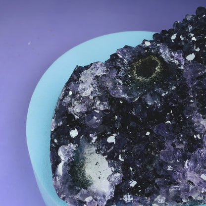 Amethyst Small Semi-Polished Cluster with Agate Stalactite (Video)