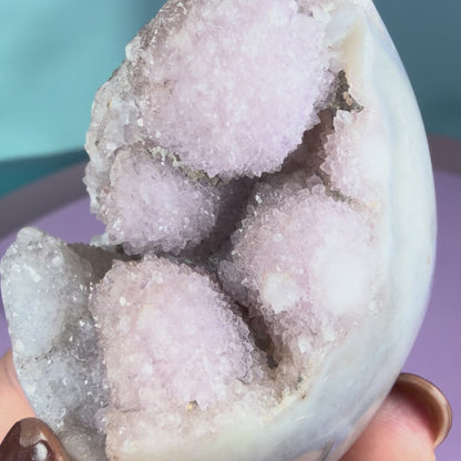 Druzy Purple Amethyst Flower Agate Small Flame Freeform (Video)