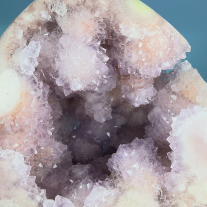 Druzy Pink Amethyst Flower Agate Medium Flame Freeform (Video)