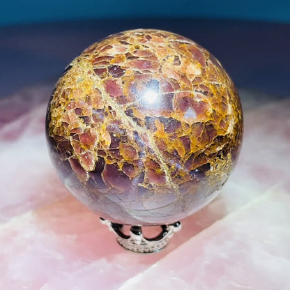 Asteriated Almandine 'Star Flash' Garnet Medium Sphere (Video)