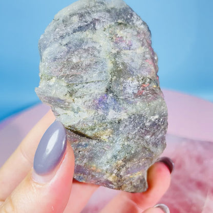 Rainbow Labradorite Small Semi-Polished Slab Piece (Video)