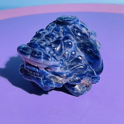 Sodalite 'Pixiu' Dragon with Money Pouch Medium Carving