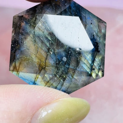 High Grade Labradorite Hexagram Pocket Stone Carving