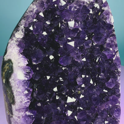 Amethyst Medium Semi-Polished Cluster Freeform with Agate (Video)