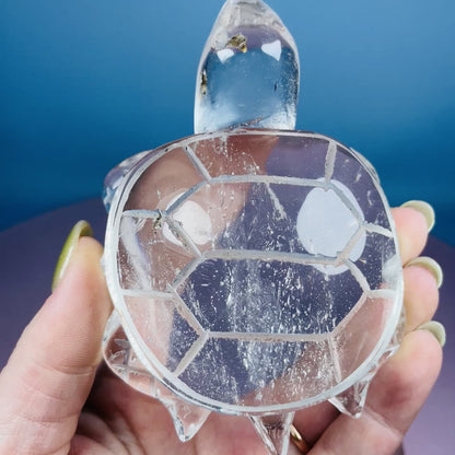 Clear Quartz Sea Turtle Medium Carving (Video)