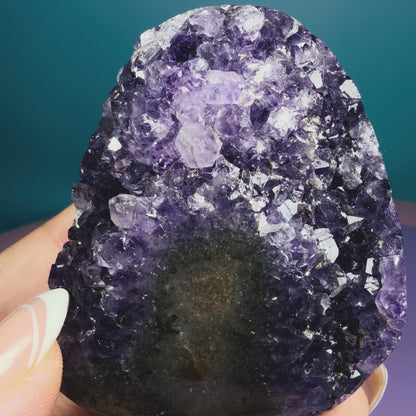 Amethyst Small Semi-Polished Cluster with Agate (Video)