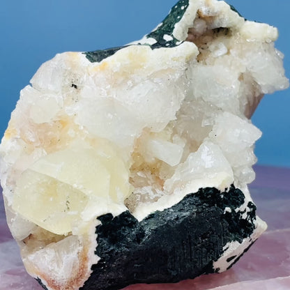 Peach Heulandite + Calcite Cluster Geode Medium Standing Freeform