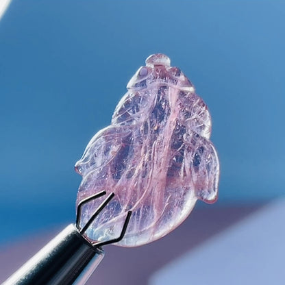 High Grade Pink Rubellite Tourmaline Goldfish Mini Carving in Specimen Pottle (Video)