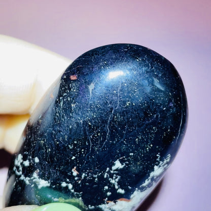 Rare Covellite Metallic Palmstone with Pink Fire Flash! (Video)