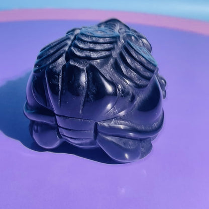 Obsidian 'Pixiu' Dragon with Offering Coins Medium Carving