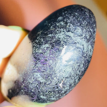 Rare Covellite Metallic Palmstone with Pink Fire Flash! (Video)