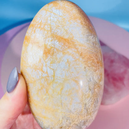 Peach Moonstone (Feldspar) Medium Freeform (Video)