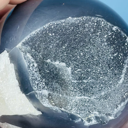 Druzy Volcanic Agate + Mangano Calcite UV Large Sphere