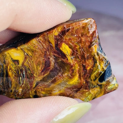 Red + Yellow Namibian Pietersite Small Polished Chunk (Video)