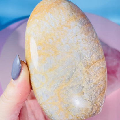 Peach Moonstone (Feldspar) Medium Freeform (Video)