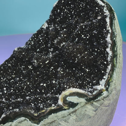 Dark Brown Rainbow Amethyst Medium Semi-Polished Cluster Freeform with Agate (Video)