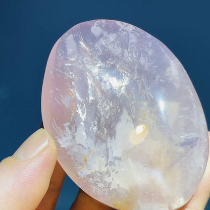 High Grade Rose Quartz + Agate Palmstone (Video)
