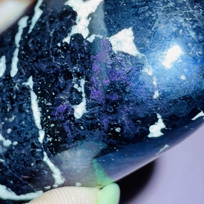 Rare Covellite Metallic Palmstone with Pink Fire Flash! (Video)