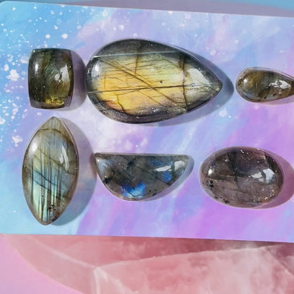 Labradorite Multi-Coloured Cabochon Set (Video)