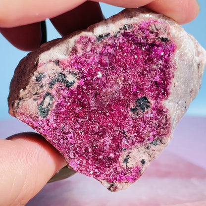 Cobaltocalcite 'Salrose' on Dolomite Raw Cluster Small Specimen (Video)