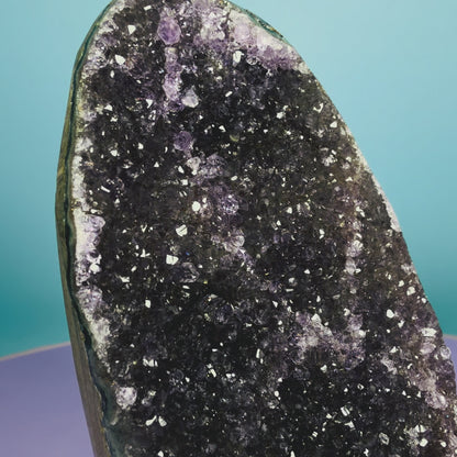 Amethyst Medium Semi-Polished Cluster Freeform with Agate (Video)