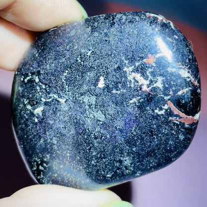 Rare Covellite Metallic Palmstone with Pink Fire Flash! (Video)