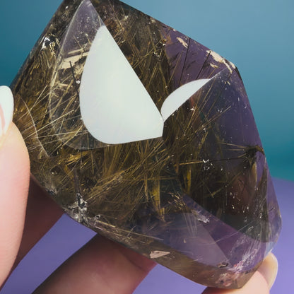 Silver Rutile Smoky Quartz Semi-Polished Medium Freeform