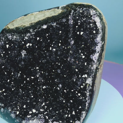 Amethyst Small Semi-Polished Cluster Freeform with Agate (Video)