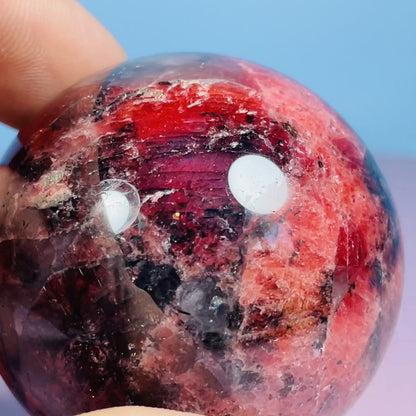 High Grade Rhodonite + Quartz Medium Sphere (Video)