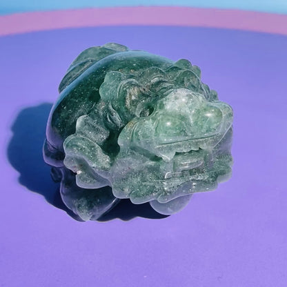 Green Strawberry Quartz 'Pixiu' Dragon Medium Carving