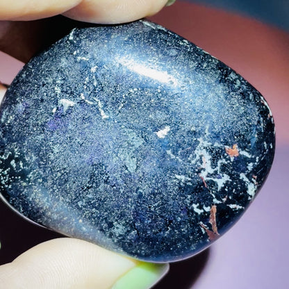 Rare Covellite Metallic Palmstone with Pink Fire Flash! (Video)