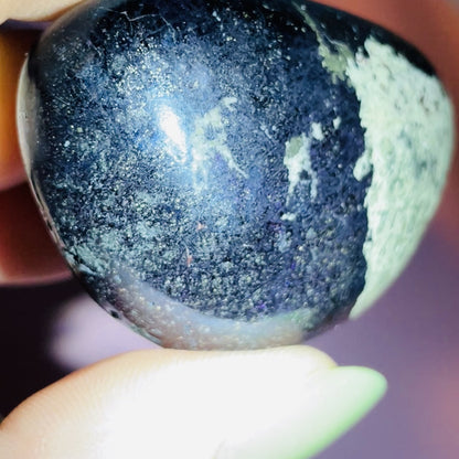 Rare Covellite Metallic Palmstone with Pink Fire Flash! (Video)