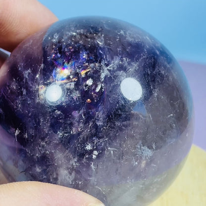 High Grade 'Trapiche' Phantom Amethyst Medium Sphere (Video)