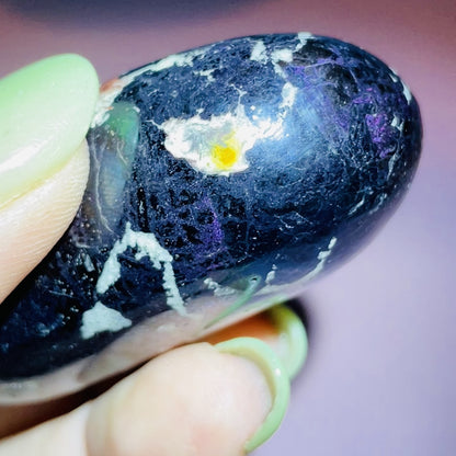 Rare Covellite Metallic Palmstone with Pink Fire Flash! (Video)