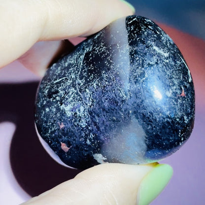 Rare Covellite Metallic Palmstone with Pink Fire Flash! (Video)