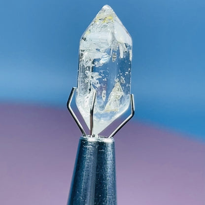 Petroleum Enhydro Quartz Mini Point in Specimen Pottle (Video)