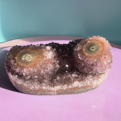 Amethyst Medium Semi-Polished Cluster Freeform with Polished Stalactite (Video)