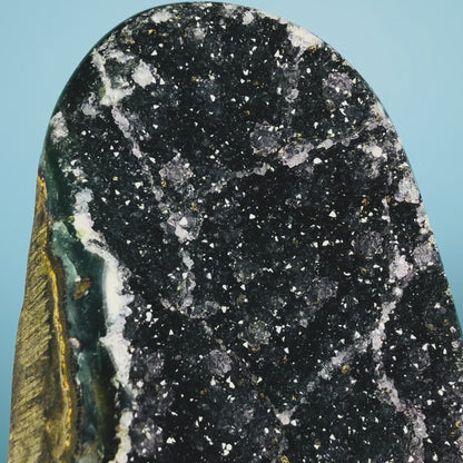 Black Amethyst Medium Semi-Polished Cluster Freeform with Agate (Video)