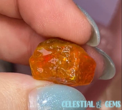 Rare Mexican Fire Opal Thumbnail Mini Specimen (CLICK FOR VIDEO)