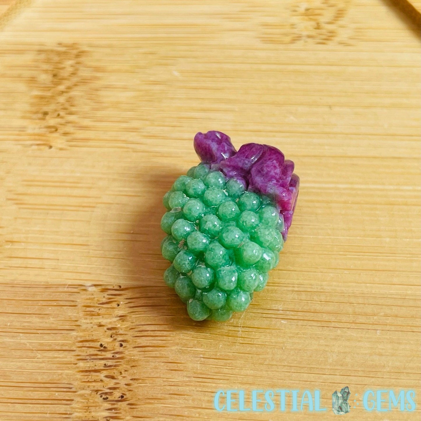 High Detail Solid Ruby & Zoisite Bunch of Grapes Mini Carving