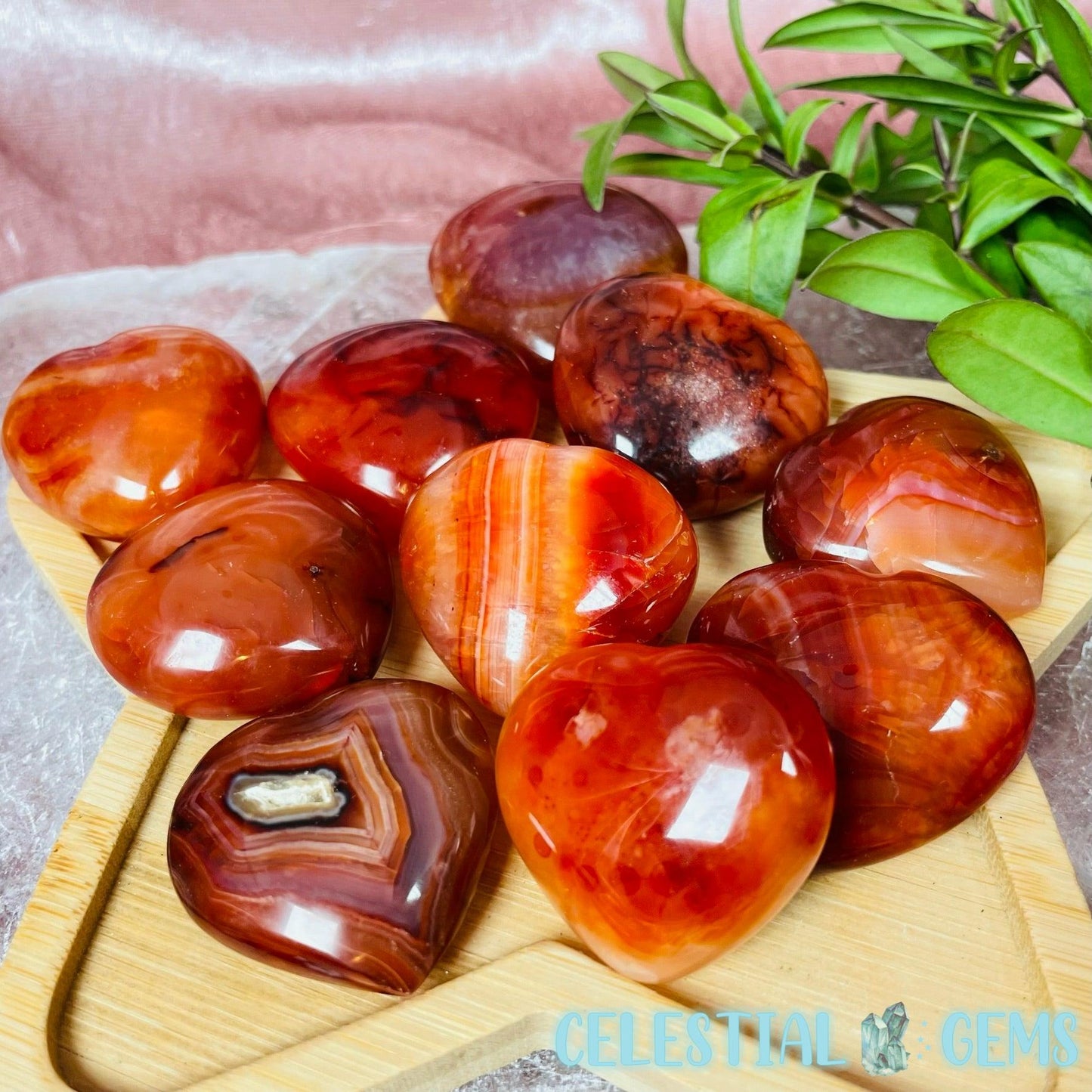 Carnelian Agate Puffy Heart Small Carving