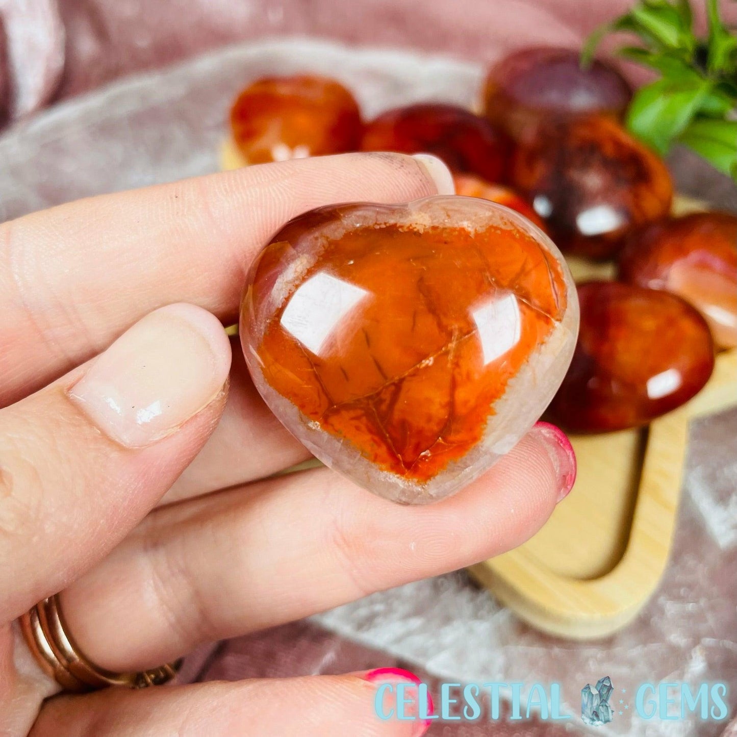 Carnelian Agate Puffy Heart Small Carving