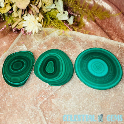 High Quality Malachite Slices (Set of 3)