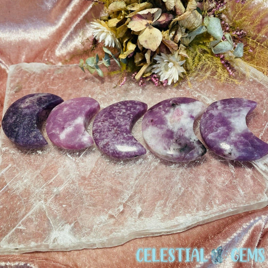 Purple Mica (Lepidolite) Moon Medium Carving