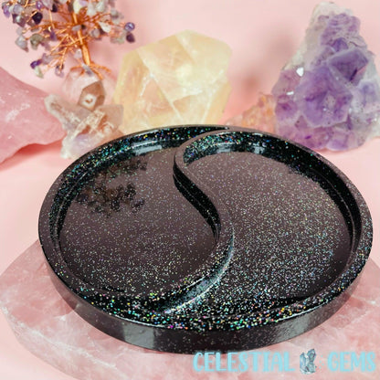 Black Galaxy Glitter Resin Yin-Yang Dish