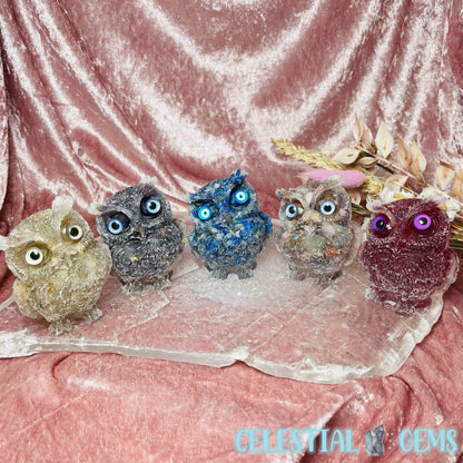 Crystal Chip Resin Owl Medium Carving (23 Materials Available)