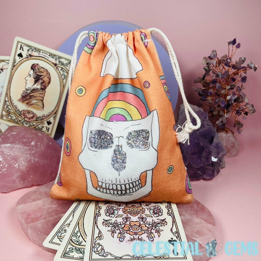 Rainbow Skull Tarot Drawstring Bag